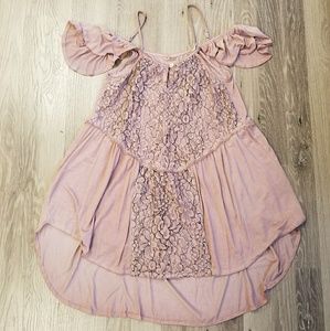 High low floral lace detail top